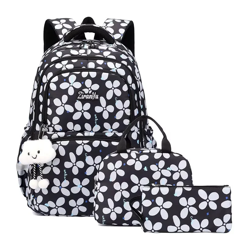 Sac à dos noir motif floral