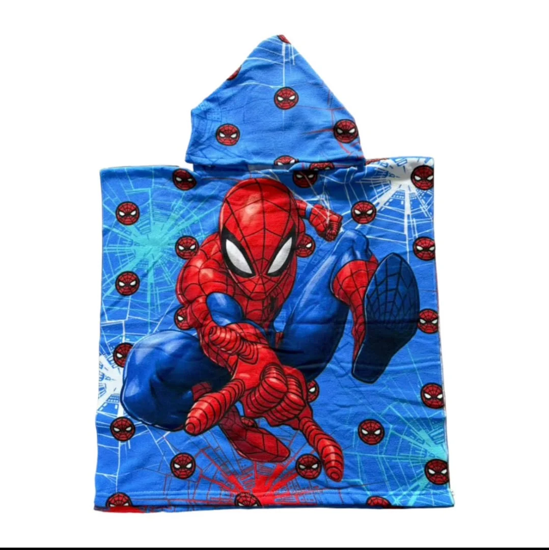 Poncho enfant Spider-Man bleu