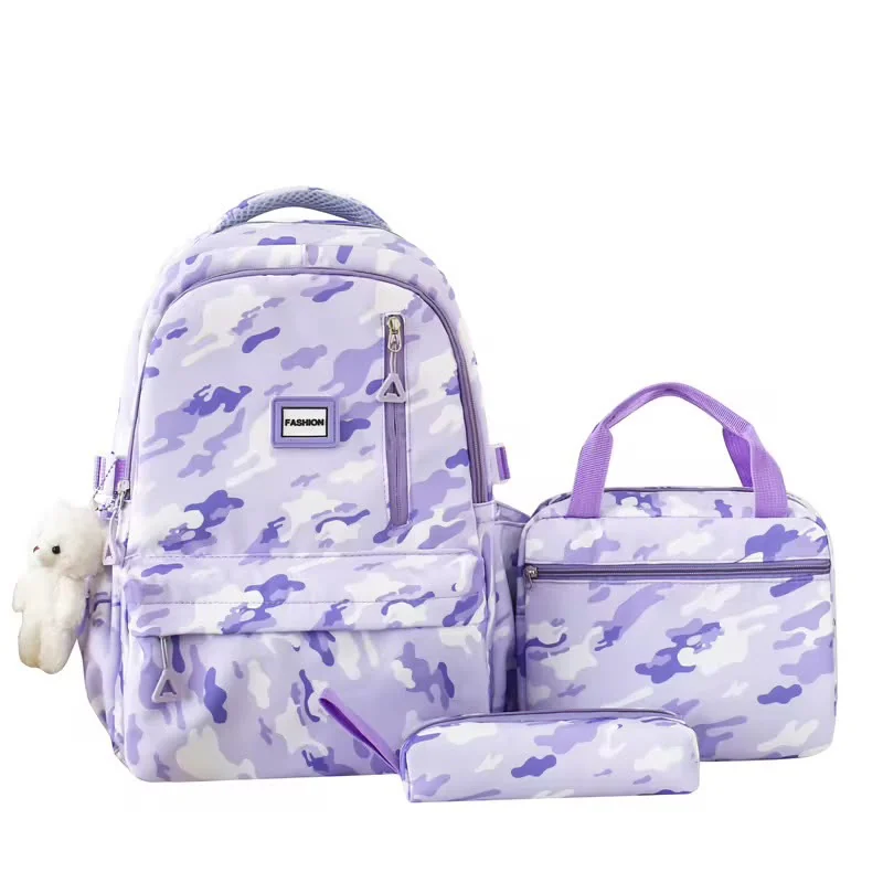 Ensemble sac à dos scolaire lilas 3 pièces